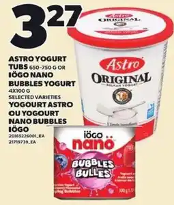 Independent Grocer Astro yogurt tubs ioco nano bubbles yogurt offer