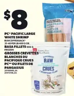 Independent Grocer PC pacific large white shrimp raw zipperback or basa fillets offer