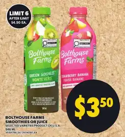 Independent Grocer Bolthouse Farms smoothies or juice offer
