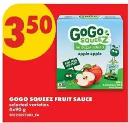 No Frills Gogo squeeze fruit sauce offer