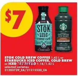 No Frills Stok cold brew coffee or starbucks iced coffee offer