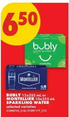 No Frills Bubly sparkling water or Montellier sparkling water offer
