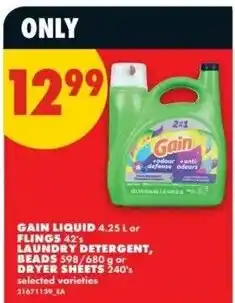 No Frills Gain liquid laundry detergent offer