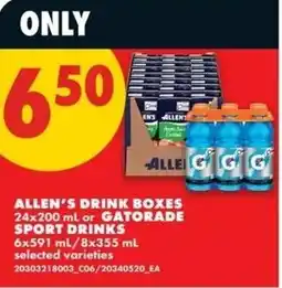 No Frills Allen's drink boxes offer