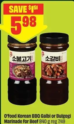 FreshCo O'food Korean BBQ Galbi or Bulgogi Marinade for Beef offer
