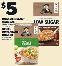 Independent Grocer Quaker instant oatmeal selected varieties offer