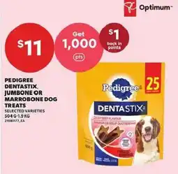 Independent Grocer Pedigree dentastix jumbone or marrobone dog treats offer