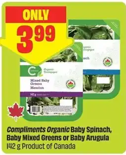 FreshCo Compliments organic baby spinach, baby mixed greens or baby arugula offer