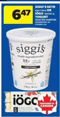 Real Canadian Superstore Siggi's Skyr or Iögo Yogurt offer