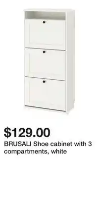 IKEA BRUSALI Shoe cabinet with 3 compartments, white offer