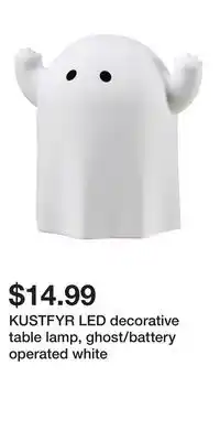 IKEA KUSTFYR LED decorative table lamp, ghost/battery operated white offer