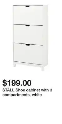 IKEA STÄLL Shoe cabinet with 3 compartments, white offer