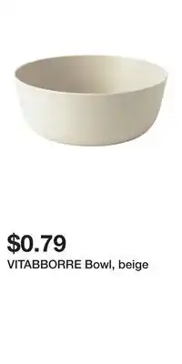 IKEA VITABBORRE Bowl, beige offer