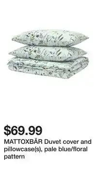 IKEA MATTOXBÄR Duvet cover and pillowcase(s), pale blue/floral pattern offer