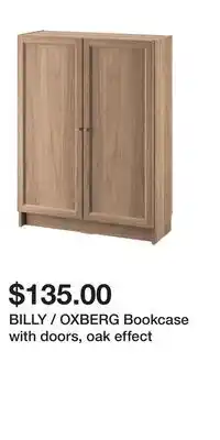 IKEA BILLY / OXBERG Bookcase with doors, oak effect offer
