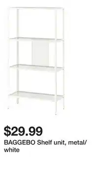IKEA BAGGEBO Shelf unit, metal/white offer