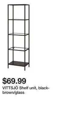 IKEA VITTSJÖ Shelf unit, black-brown/glass offer