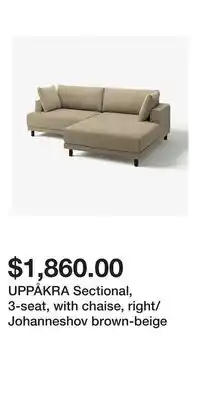 IKEA UPPÅKRA Sectional, 3-seat, with chaise, right/Johanneshov brown-beige offer