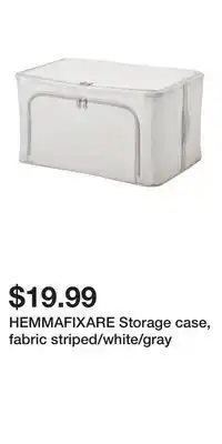 IKEA HEMMAFIXARE Storage case, fabric striped/white/gray offer