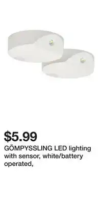 IKEA GÖMPYSSLING LED lighting with sensor, white/battery operated offer