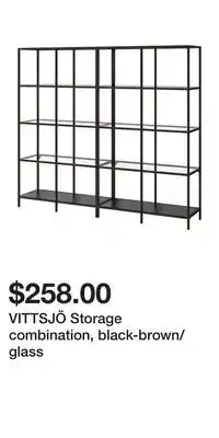 IKEA VITTSJÖ Storage combination, black-brown/glass offer