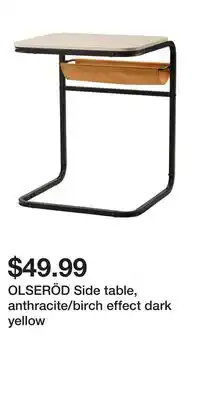 IKEA OLSERÖD Side table, anthracite/birch effect dark yellow offer