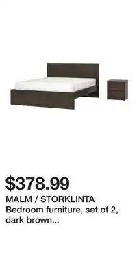 IKEA MALM / STORKLINTA Bedroom furniture, set of 2, dark brown veneer/dark brown oak effect offer
