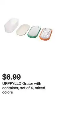 IKEA UPPFYLLD Grater with container, set of 4, mixed colors offer