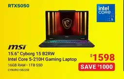 Visions Electronics MSI 15.6 Cyborg 15 B2RW Intel Core 5-210H Gaming Laptop offer