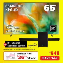 Visions Electronics SAMSUNG Mini LED M80H 4K Smart TV, 2.1-Channel Soundbar System offer