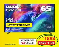 Visions Electronics SAMSUNG Micro RGB NATIVE 144 Hz Panel R85H 4K Smart TV 65 offer