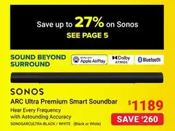 Visions Electronics SONOS ARC Ultra Premium Smart Soundbar offer