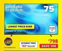 Visions Electronics SAMSUNG Crystal UHD U8000H 4K Smart TV 55 offer