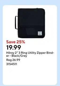 Staples Hilroy 2 3 Ring Utility Zipper Binder - Black/Grey offer