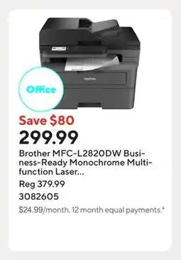 Staples Brother MFC-L2820DW Business-Ready Monochrome Multifunction Laser Printer offer