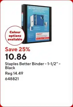 Staples Staples Better Binder - 1-1/2 - Black offer
