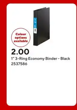 Staples 1 3-Ring Economy Binder - Black offer