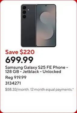 Staples Samsung Galaxy S25 FE Phone - 128 GB - Jetblack - Unlocked offer