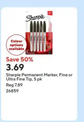 Staples Sharpie Permanent Marker, Fine or Ultra Fine Tip offer