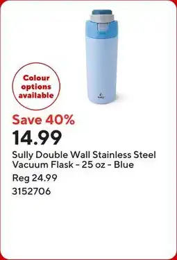 Staples Sully Double Wall Stainless Steel Vacuum Flask - 25 oz - Blue offer
