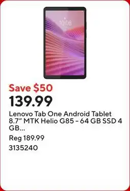 Staples Lenovo Tab One Android Tablet 8.7 MTK Helio G85 - 64 GB SSD 4 GB RAM with Folio Case - Luna Grey offer
