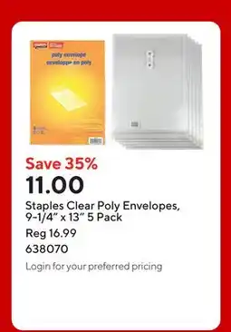 Staples Staples Clear Poly Envelopes, 9-1/4 x 13 offer