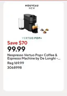 Staples Nespresso Vertuo Pop+ Coffee & Espresso Machine by De Longhi - Liquorice Black offer