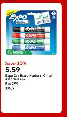 Staples Expo Dry Erase Markers, Chisel, Assorted offer