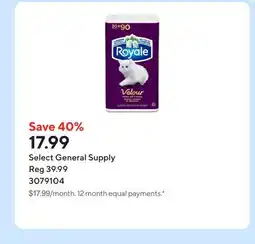 Staples Royale Velour Toilet Paper - 2-Ply - 228 Sheets per Roll - 30 Rolls per Pack offer