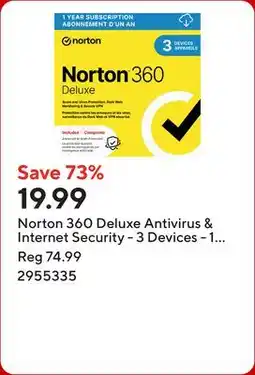 Staples Norton 360 Deluxe Antivirus & Internet Security - 3 Devices - 1 Year Subscription [Digital Download] offer