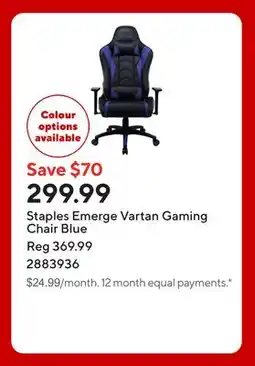 Staples Staples Emerge Vartan Gaming Chair Blue offer