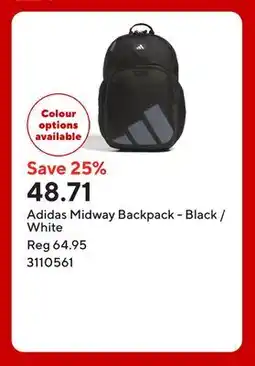 Staples Adidas Midway Backpack - Black /White offer