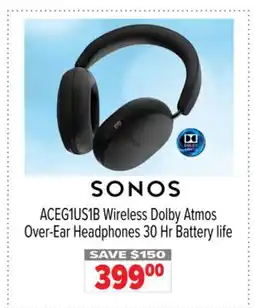 2001 Audio Video ACEG1US1B SONOS Wireless Dolby Atmos Over-Ear Headphones 30 Hr Battery life offer