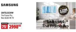2001 Audio Video SAMSUNG 75 QN75LS03HW The Frame Pro Neo QLED 4K TV offer